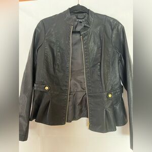 Women’s small faux black leather crop jacket